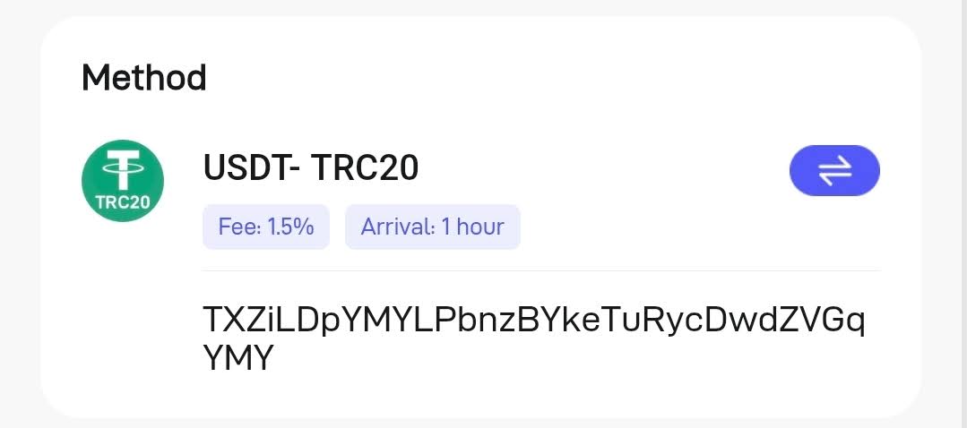 Poppo USDT TRC20 Method RC Agency